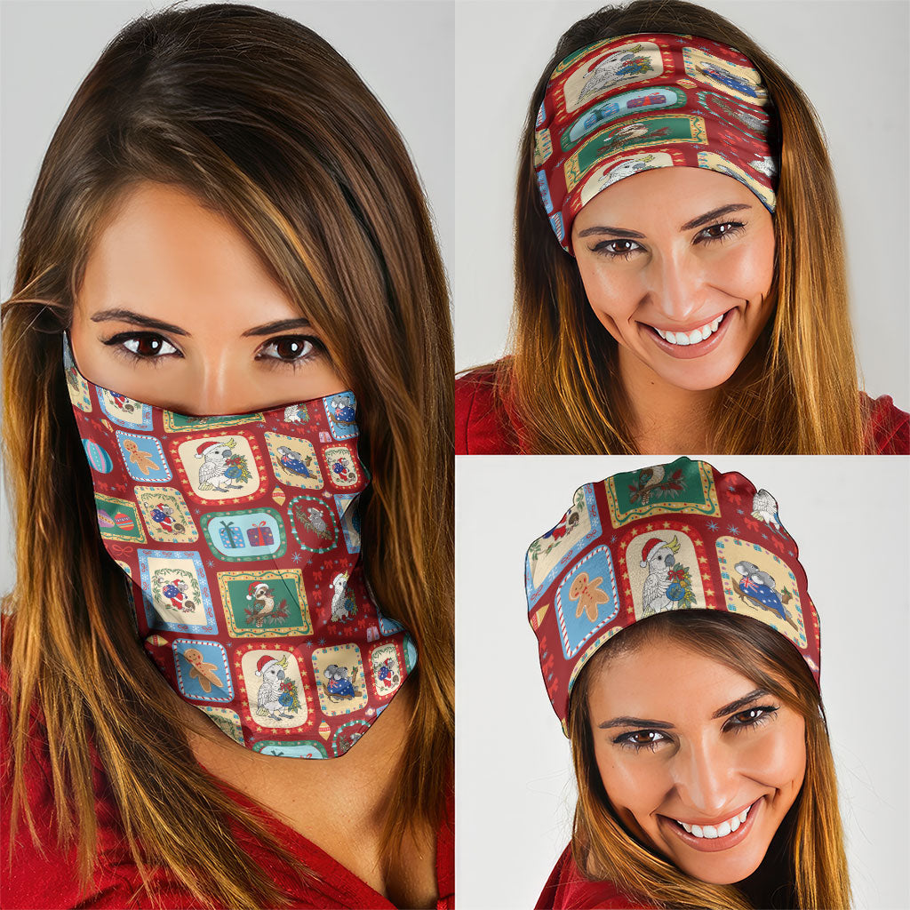 Australia Wildlife Christmas Stamp Neck Gaiter Red Aussie Native Animal Seamless Pattern