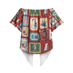 Australia Wildlife Christmas Stamp Off Shoulder Wrap Waist Top Red Aussie Native Animal Seamless Pattern