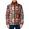 Australia Wildlife Christmas Stamp Padded Jacket Red Aussie Native Animal Seamless Pattern
