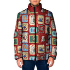 Australia Wildlife Christmas Stamp Padded Jacket Red Aussie Native Animal Seamless Pattern