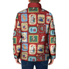 Australia Wildlife Christmas Stamp Padded Jacket Red Aussie Native Animal Seamless Pattern
