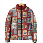 Australia Wildlife Christmas Stamp Padded Jacket Red Aussie Native Animal Seamless Pattern