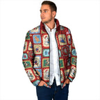 Australia Wildlife Christmas Stamp Padded Jacket Red Aussie Native Animal Seamless Pattern