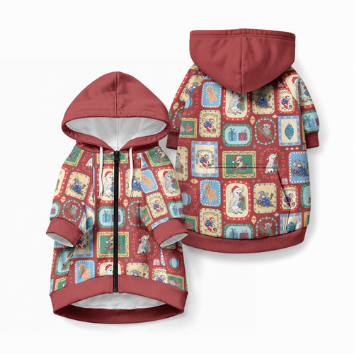Australia Wildlife Christmas Stamp Pet Hoodie Red Aussie Native Animal Seamless Pattern