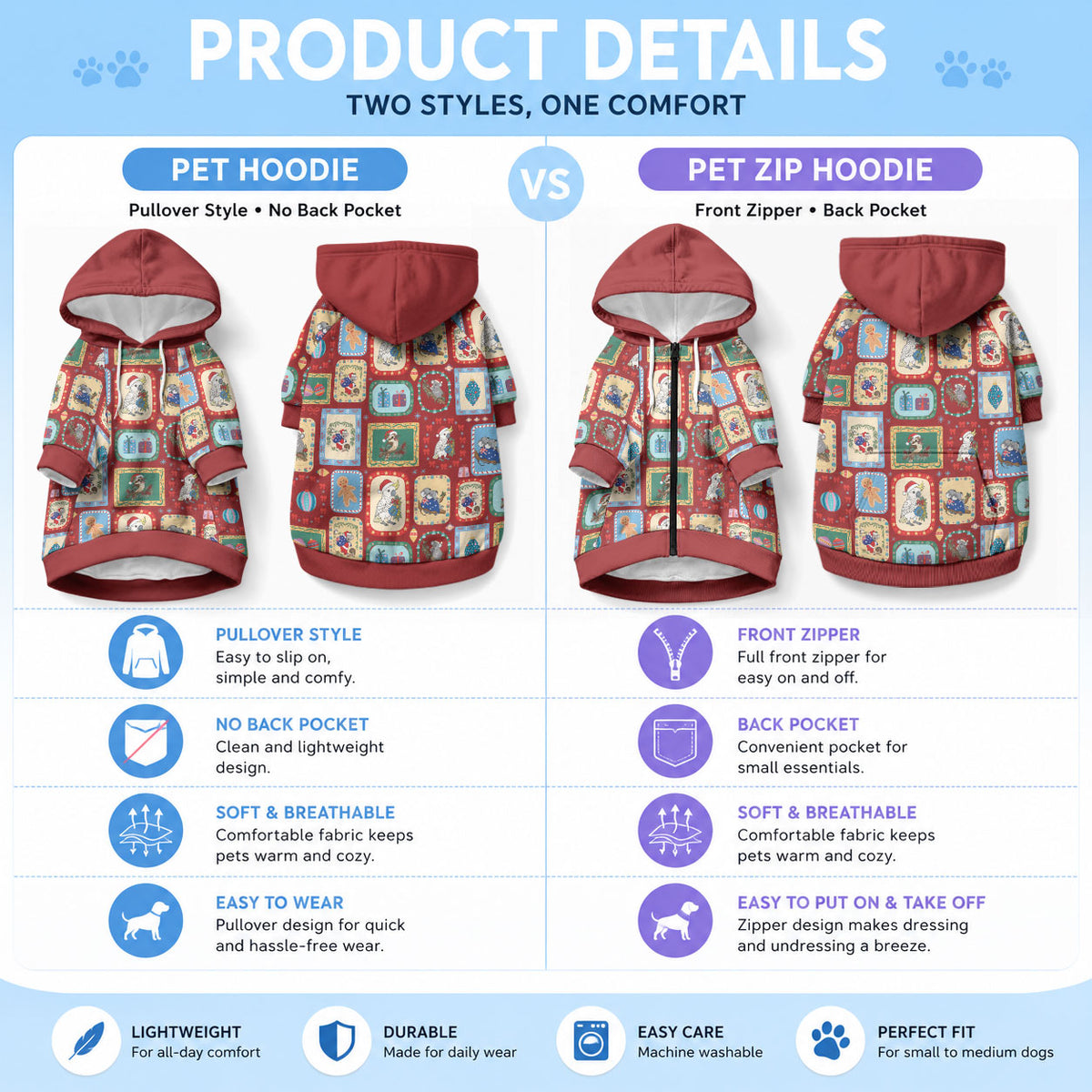 Australia Wildlife Christmas Stamp Pet Hoodie Red Aussie Native Animal Seamless Pattern