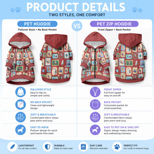 Australia Wildlife Christmas Stamp Pet Hoodie Red Aussie Native Animal Seamless Pattern