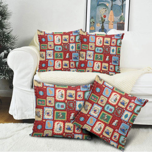 Australia Wildlife Christmas Stamp Pillow Cover Red Aussie Native Animal Seamless Pattern