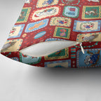 Australia Wildlife Christmas Stamp Pillow Cover Red Aussie Native Animal Seamless Pattern