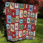 Australia Wildlife Christmas Stamp Quilt Red Aussie Native Animal Seamless Pattern