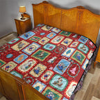 Australia Wildlife Christmas Stamp Quilt Red Aussie Native Animal Seamless Pattern
