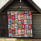 Australia Wildlife Christmas Stamp Quilt Red Aussie Native Animal Seamless Pattern