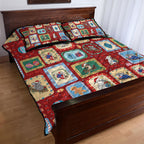 Australia Wildlife Christmas Stamp Quilt Bed Set Red Aussie Native Animal Seamless Pattern