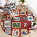 Australia Wildlife Christmas Stamp Round Carpet Red Aussie Native Animal Seamless Pattern