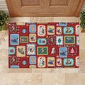 Australia Wildlife Christmas Stamp Rubber Doormat Red Aussie Native Animal Seamless Pattern