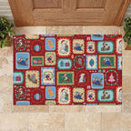Australia Wildlife Christmas Stamp Rubber Doormat Red Aussie Native Animal Seamless Pattern