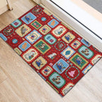 Australia Wildlife Christmas Stamp Rubber Doormat Red Aussie Native Animal Seamless Pattern