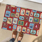 Australia Wildlife Christmas Stamp Rubber Doormat Red Aussie Native Animal Seamless Pattern