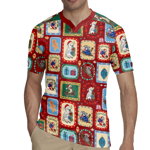 Australia Wildlife Christmas Stamp Rugby Jersey Red Aussie Native Animal Seamless Pattern