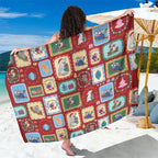 Australia Wildlife Christmas Stamp Sarong Red Aussie Native Animal Seamless Pattern