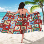 Australia Wildlife Christmas Stamp Sarong Red Aussie Native Animal Seamless Pattern
