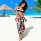 Australia Wildlife Christmas Stamp Sarong Red Aussie Native Animal Seamless Pattern