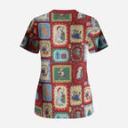 Australia Wildlife Christmas Stamp Scrub Top Red Aussie Native Animal Seamless Pattern