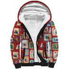 Australia Wildlife Christmas Stamp Sherpa Hoodie Red Aussie Native Animal Seamless Pattern