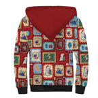 Australia Wildlife Christmas Stamp Sherpa Hoodie Red Aussie Native Animal Seamless Pattern