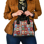 Australia Wildlife Christmas Stamp Shoulder Handbag Red Aussie Native Animal Seamless Pattern