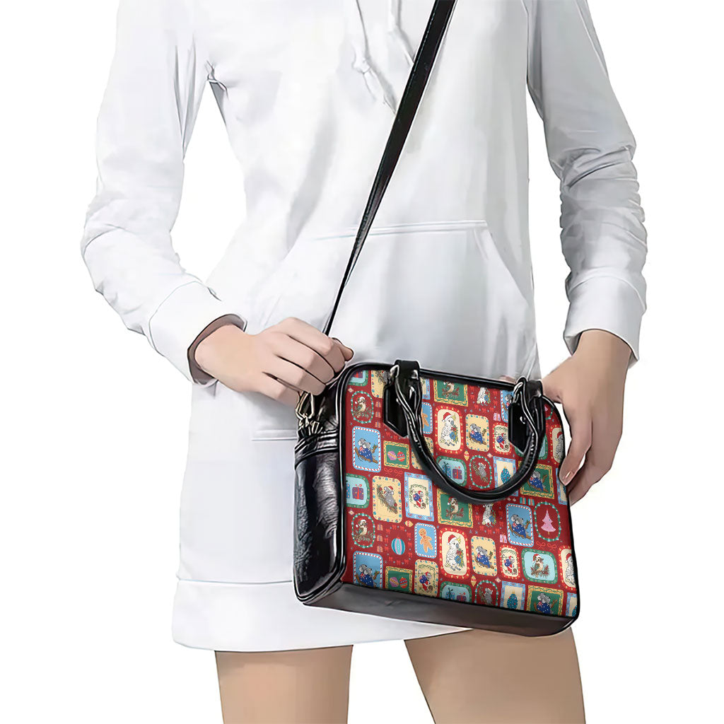 Australia Wildlife Christmas Stamp Shoulder Handbag Red Aussie Native Animal Seamless Pattern