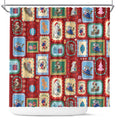 Australia Wildlife Christmas Stamp Shower Curtain Red Aussie Native Animal Seamless Pattern