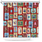 Australia Wildlife Christmas Stamp Shower Curtain Red Aussie Native Animal Seamless Pattern