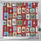 Australia Wildlife Christmas Stamp Shower Curtain Red Aussie Native Animal Seamless Pattern