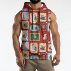 Australia Wildlife Christmas Stamp Sleeveless Hoodie Red Aussie Native Animal Seamless Pattern