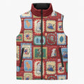 Australia Wildlife Christmas Stamp Sleeveless Puffer Jacket Red Aussie Native Animal Seamless Pattern