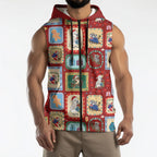 Australia Wildlife Christmas Stamp Sleeveless Zip Hoodie Red Aussie Native Animal Seamless Pattern