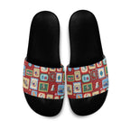 Australia Wildlife Christmas Stamp Slide Sandals Red Aussie Native Animal Seamless Pattern