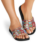 Australia Wildlife Christmas Stamp Slide Sandals Red Aussie Native Animal Seamless Pattern