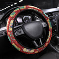 Australia Wildlife Christmas Stamp Steering Wheel Cover Red Aussie Native Animal Seamless Pattern
