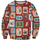 Australia Wildlife Christmas Stamp Sweatshirt Red Aussie Native Animal Seamless Pattern