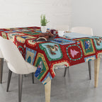 Australia Wildlife Christmas Stamp Tablecloth Red Aussie Native Animal Seamless Pattern
