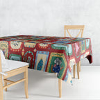 Australia Wildlife Christmas Stamp Tablecloth Red Aussie Native Animal Seamless Pattern