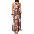 Australia Wildlife Christmas Stamp Tank Maxi Dress Red Aussie Native Animal Seamless Pattern