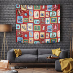 Australia Wildlife Christmas Stamp Tapestry Red Aussie Native Animal Seamless Pattern