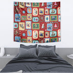 Australia Wildlife Christmas Stamp Tapestry Red Aussie Native Animal Seamless Pattern