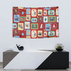 Australia Wildlife Christmas Stamp Tapestry Red Aussie Native Animal Seamless Pattern