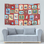 Australia Wildlife Christmas Stamp Tapestry Red Aussie Native Animal Seamless Pattern