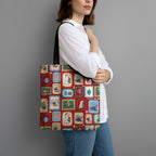 Australia Wildlife Christmas Stamp Tote Bag Red Aussie Native Animal Seamless Pattern