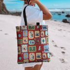 Australia Wildlife Christmas Stamp Tote Bag Red Aussie Native Animal Seamless Pattern