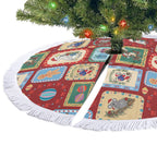 Australia Wildlife Christmas Stamps Tree Skirt Red Aussie Native Animal Seamless Pattern